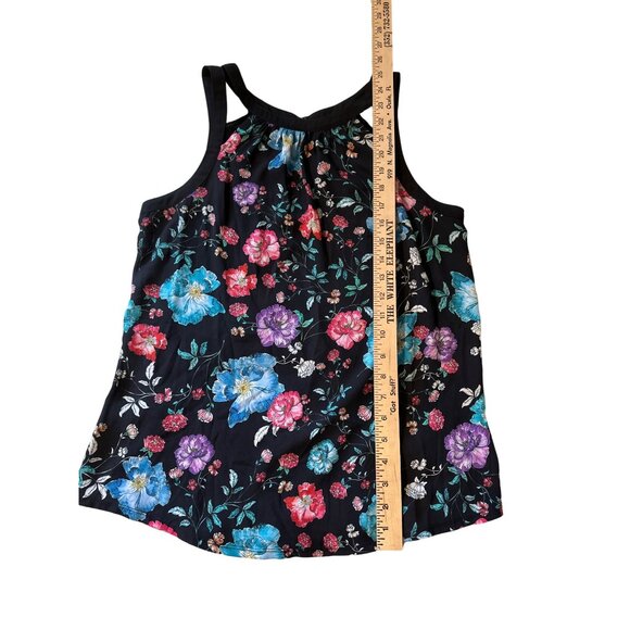 💖Floral Sleeveless Express Womens Top With Keyhole Back - Polyester Rayon Blend - Picture 3 of 6